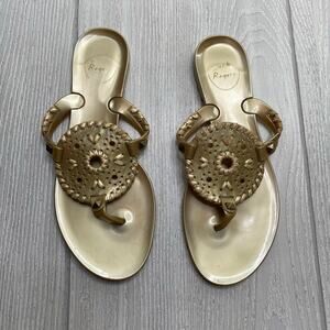 Jack Rogers Women's Metallic Gold Georgicia Thong Jelly Sandals Size 6